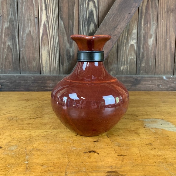 Vtg Franciscan Pottery Maroon Wood Handled Carafe - Picture 4 of 11